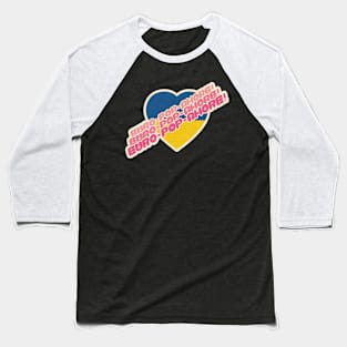 Vintage Effect Blue and Yellow Heart Amore Baseball T-Shirt